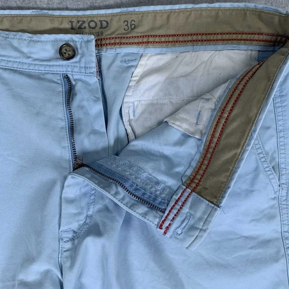 Izod Saltwater Shorts Mens Size 36 Cotton Flat Front Blue